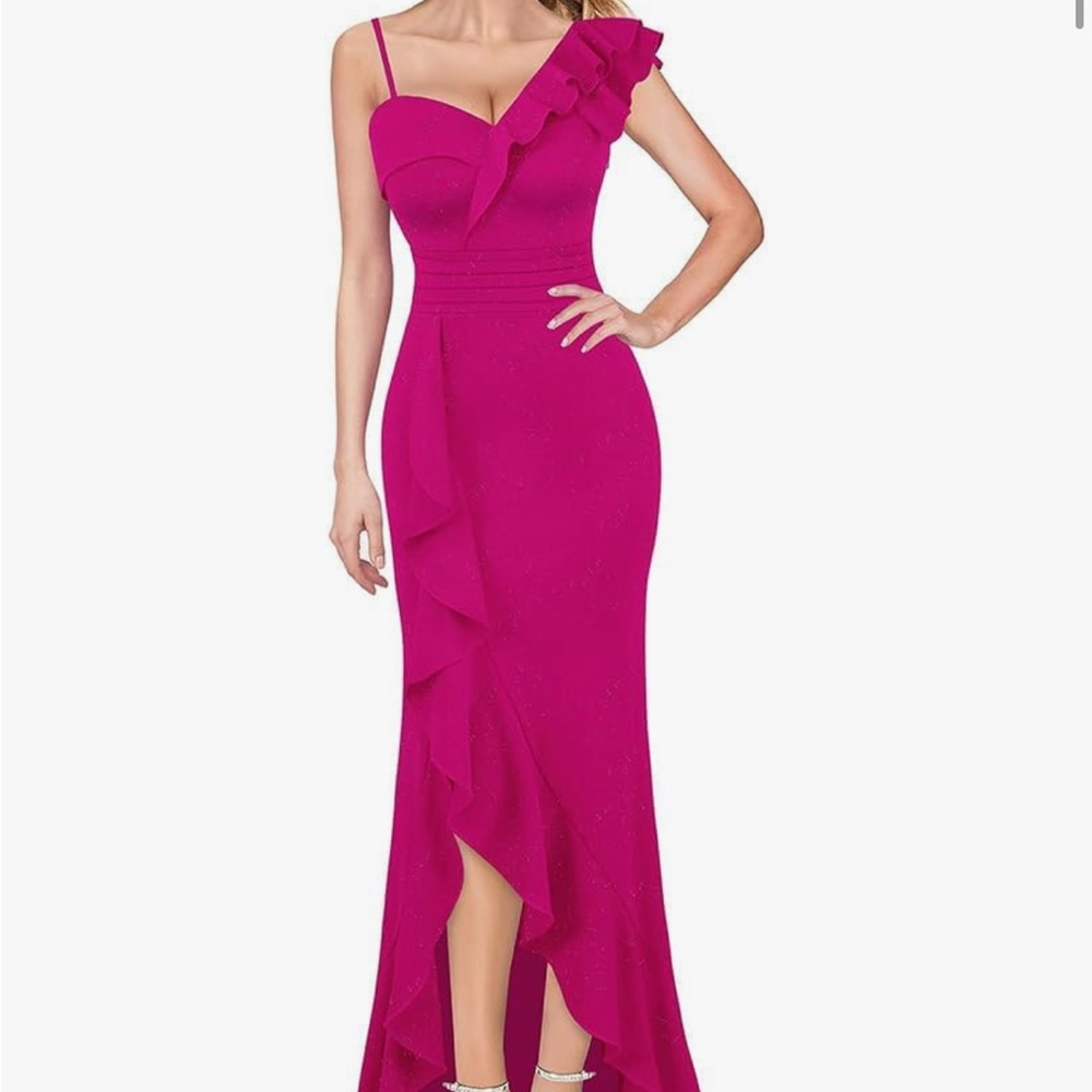 Elegant Pink Ruffle Dress